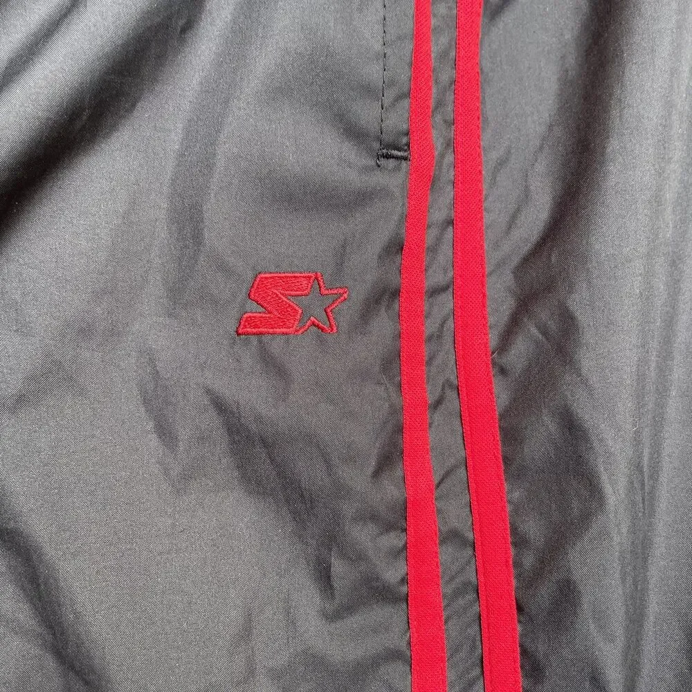 Vintage Starter Track Pants Mens XL Black tango Red Stripes Windbreaker Retro